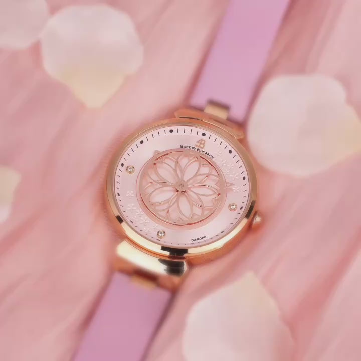 Women's Watches-Pink Cherry Blossom Watch-Leather Strap Watch