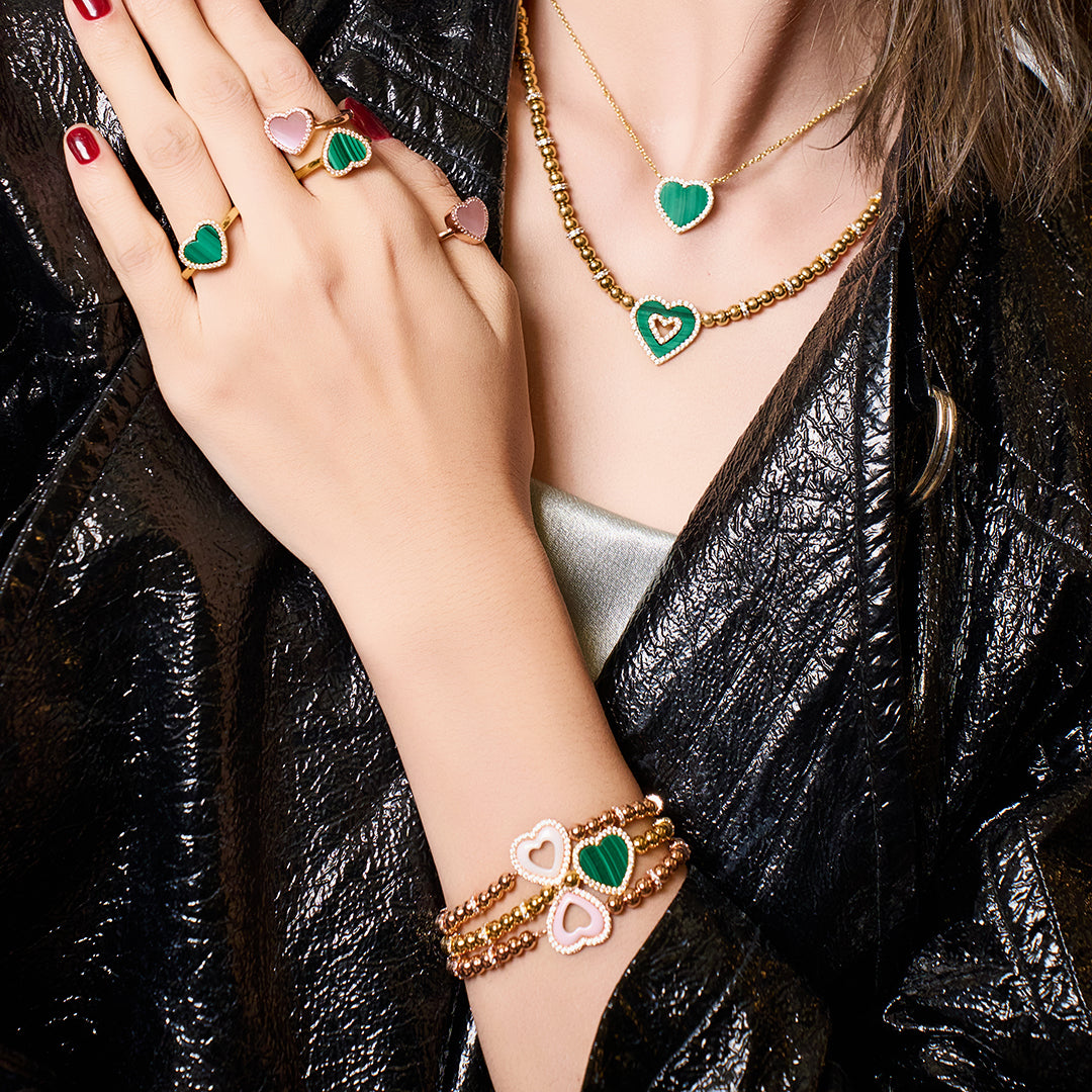 Jewelry Necklace-Love Heart Malachite Necklace