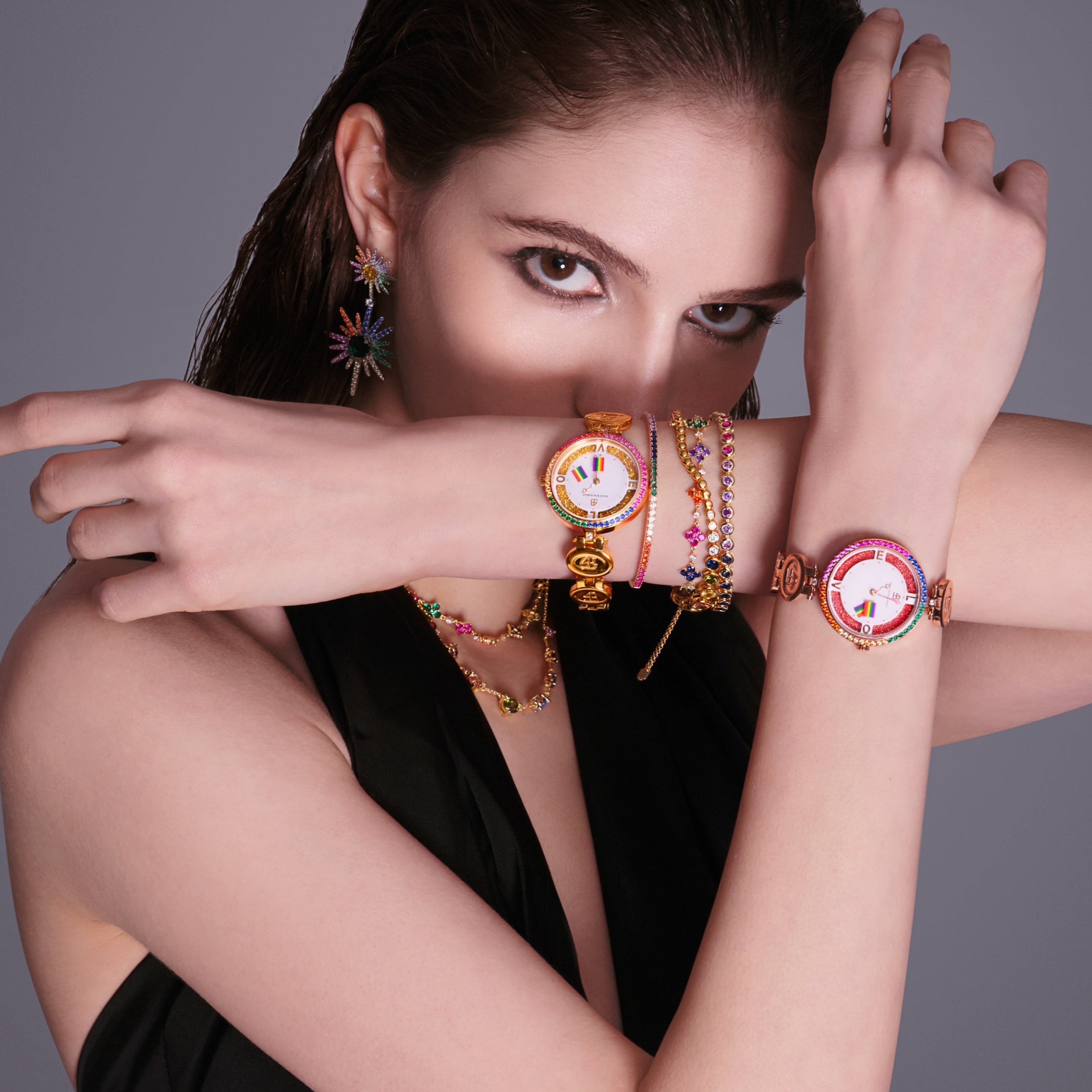 Love Wins 34mm Pink Dial Moving Rainbow Flag Rose Gold Bracelet Watch - BLACK BY BLUE BRAVE