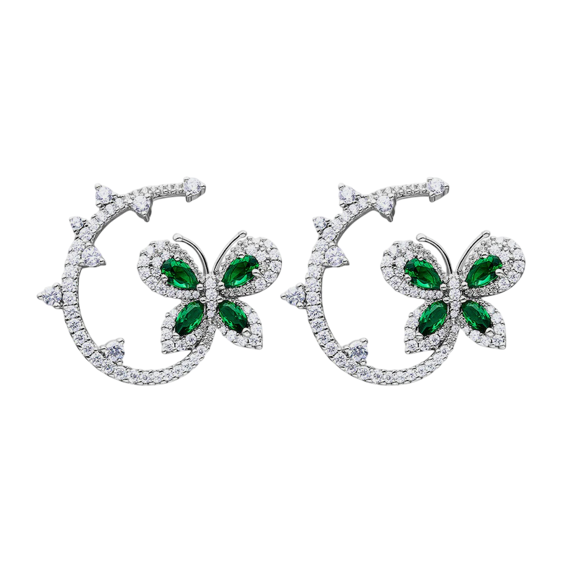 CLASSIC EMERALD BUTTERFLY EARRINGS - BLACK BY BLUE BRAVE
