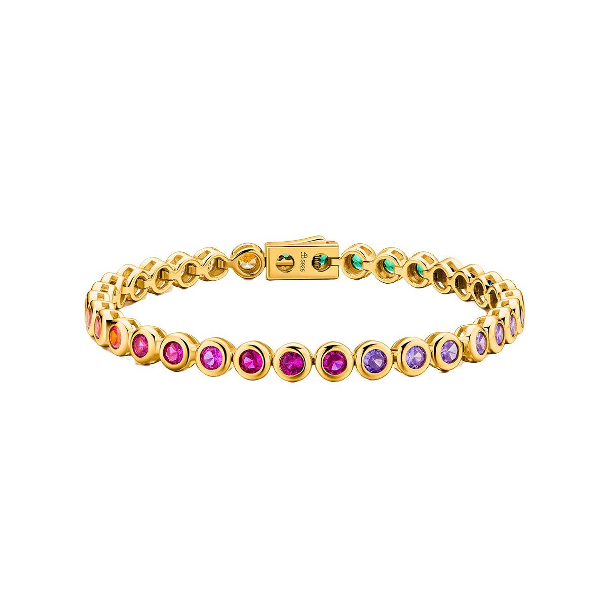 Love Wins Rainbow Zirconia Gold Tennis Bracelet Sterling Sliver Gold Plated