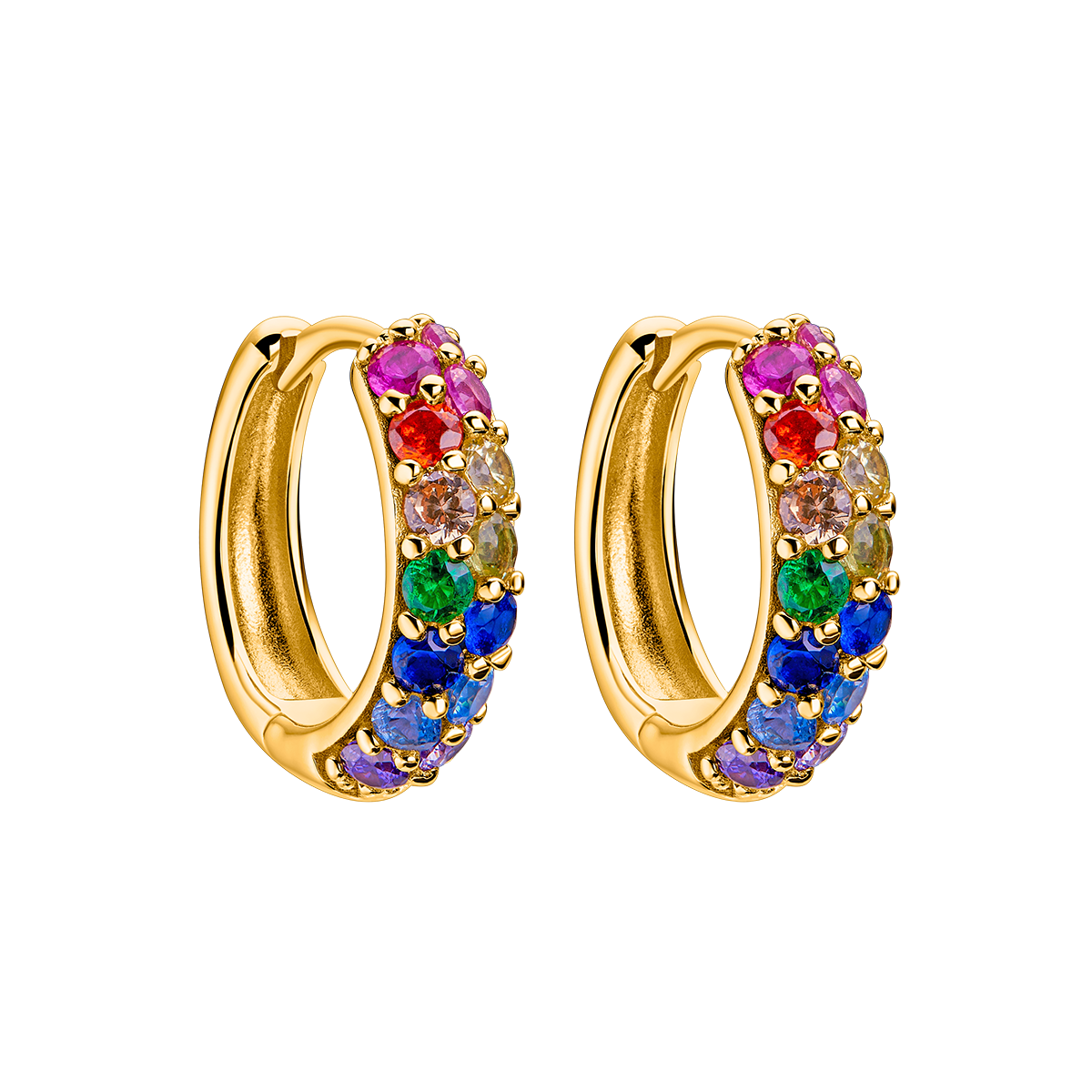 Love Wins Rainbow Zirconia Dazzling Earrings Sterling Sliver Gold Plated