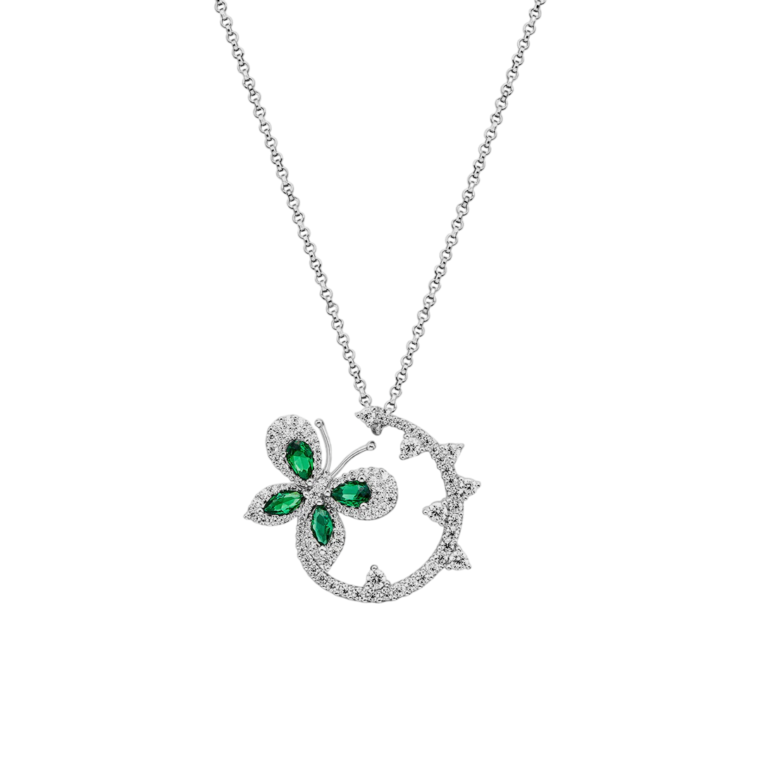 CLASSIC EMERALD BUTTERFLY NECKLACE - BLACK BY BLUE BRAVE