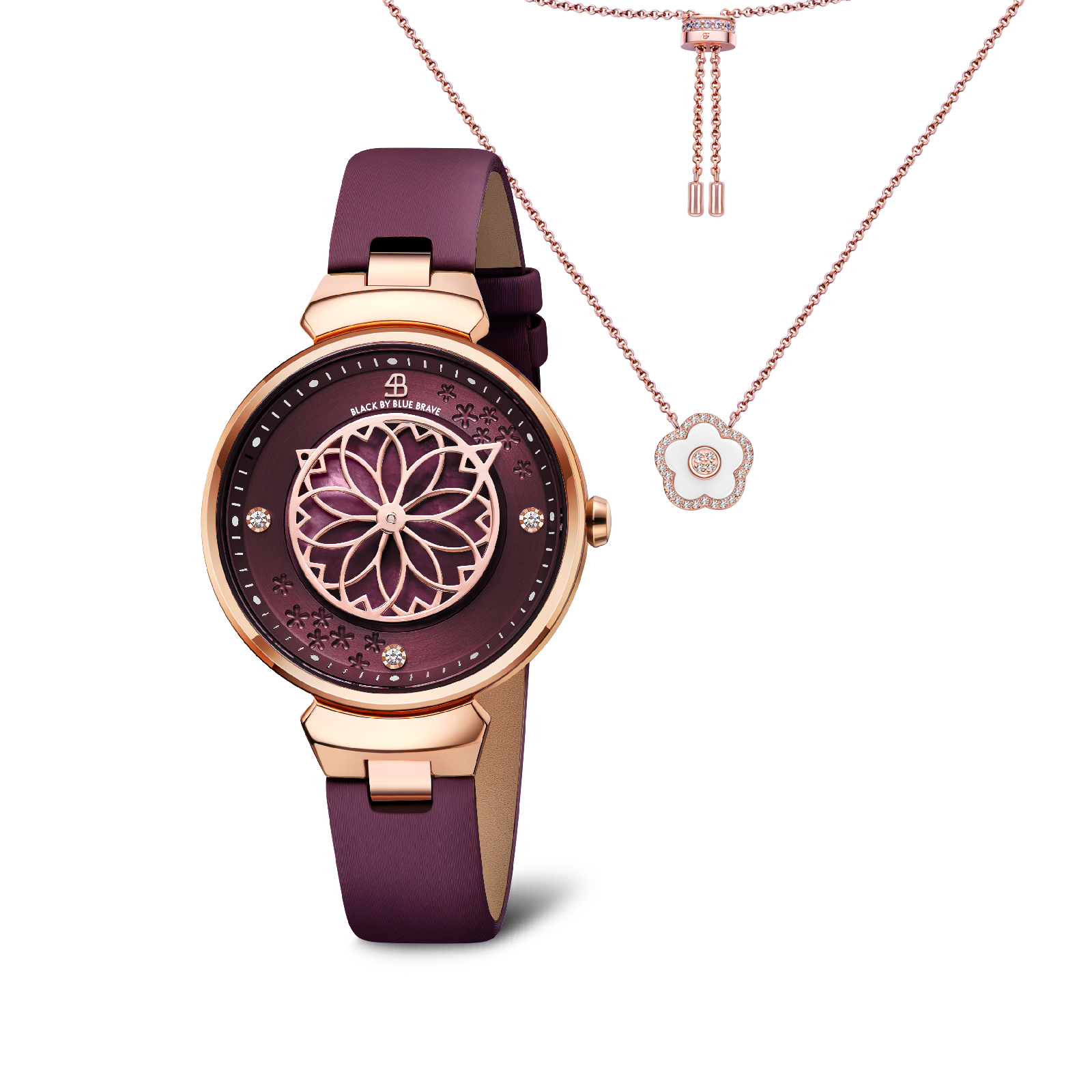 Women's Watches-Ruby Red Cherry Blossom Watch-Leather Strap Watch