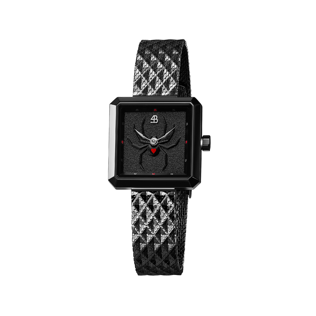 Spider 24mm Black Spider Dial Meshband Watch - 4B1170 - front - Black By Blue Brave