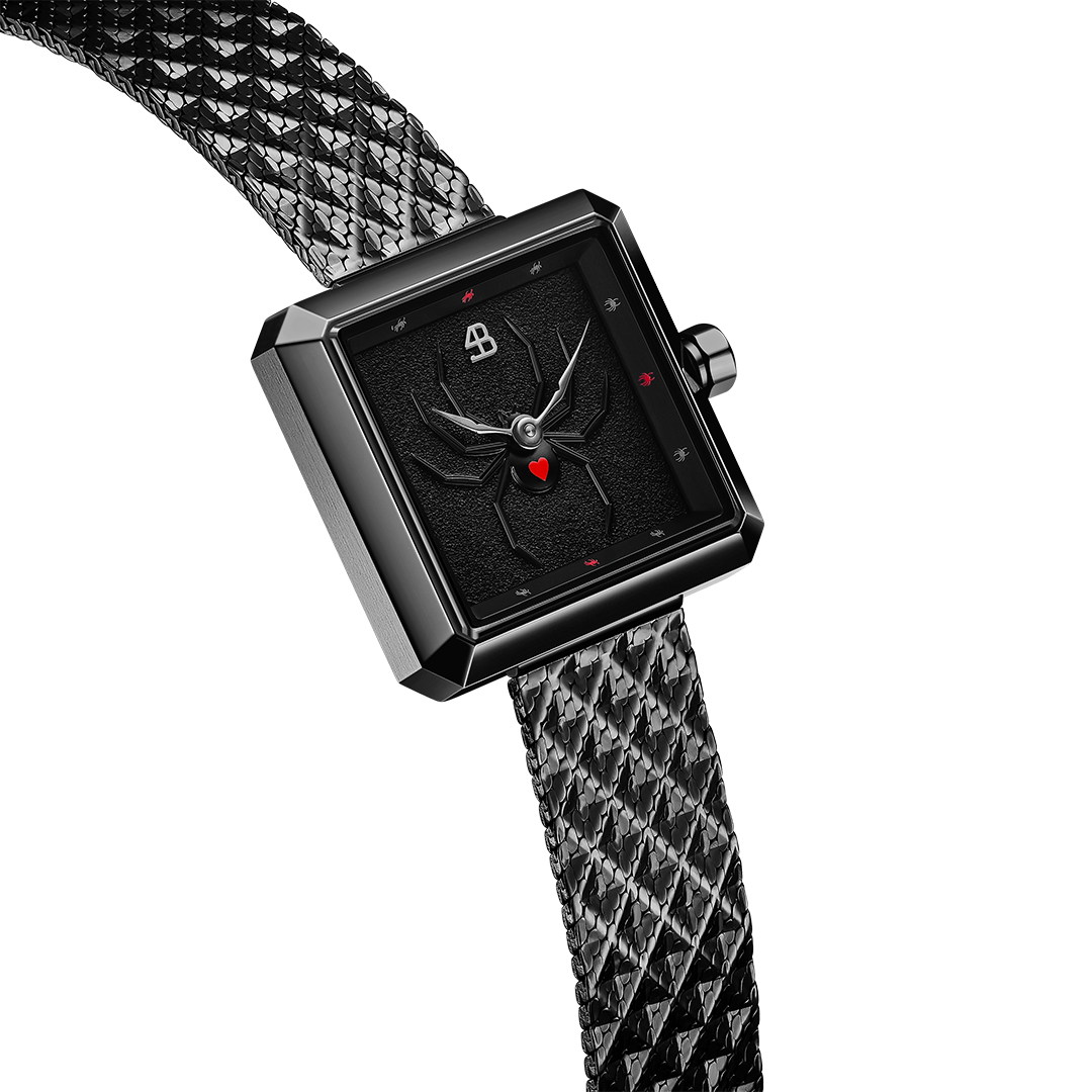 Spider 24mm Black Spider Dial Meshband Watch - 4B1170 - side view - Black By Blue Brave